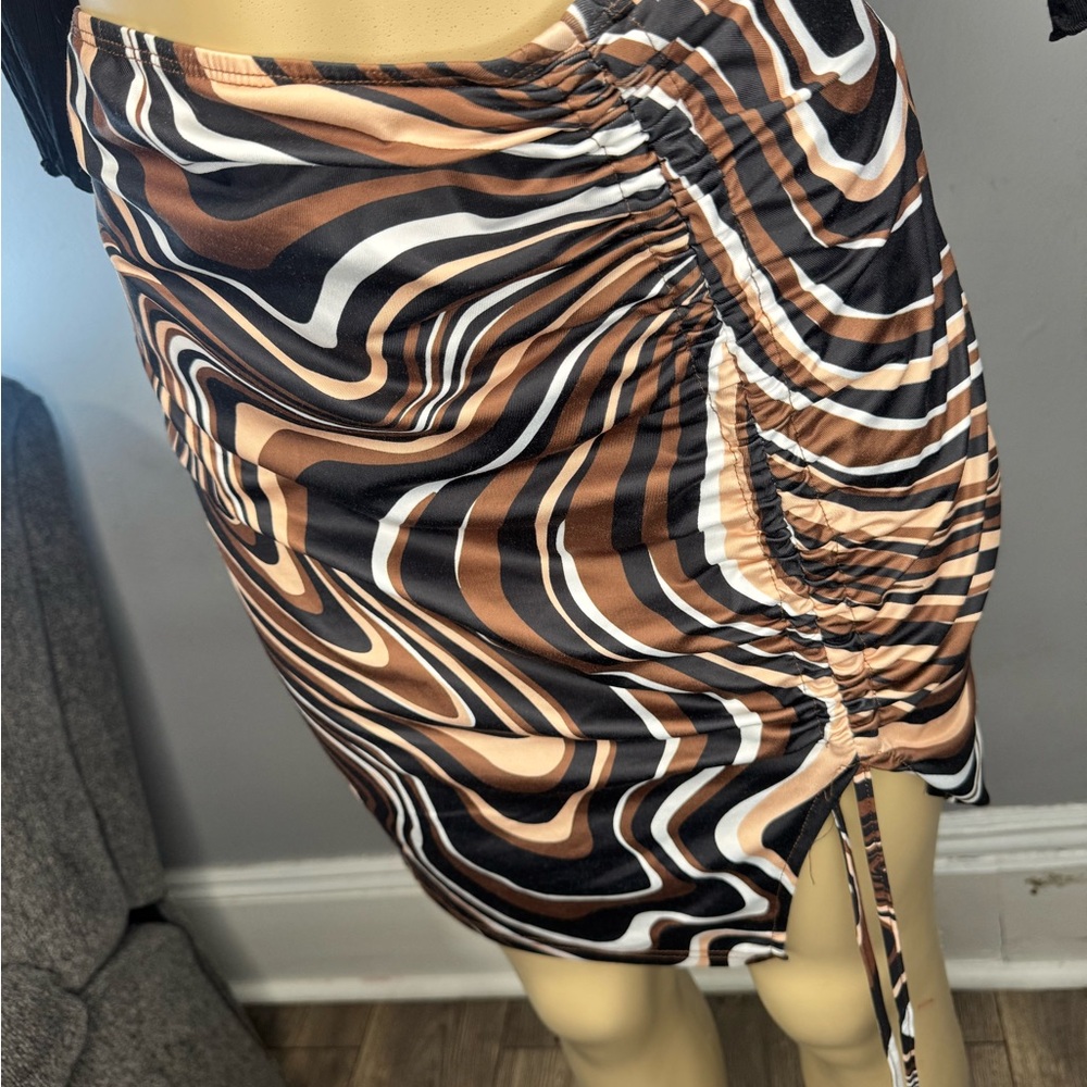 SHEIN Brown and Black Abstract Skirt